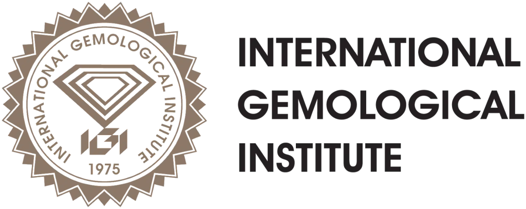 Logo de l'International Gemological Institute (IGI), un symbole de certification des diamants et bijoux.