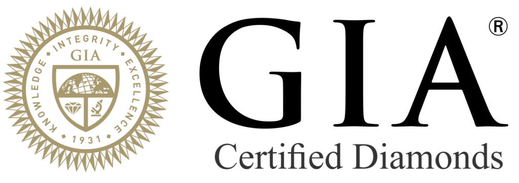 Logo de la GIA avec le texte 'GIA Certified Diamonds', représentant l'intégrité et l'excellence des diamants certifiés.